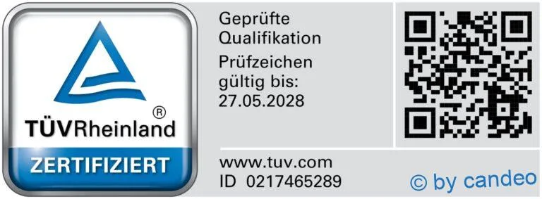 TÜV Zertifikat Zeichen vom TUEV Rheinland